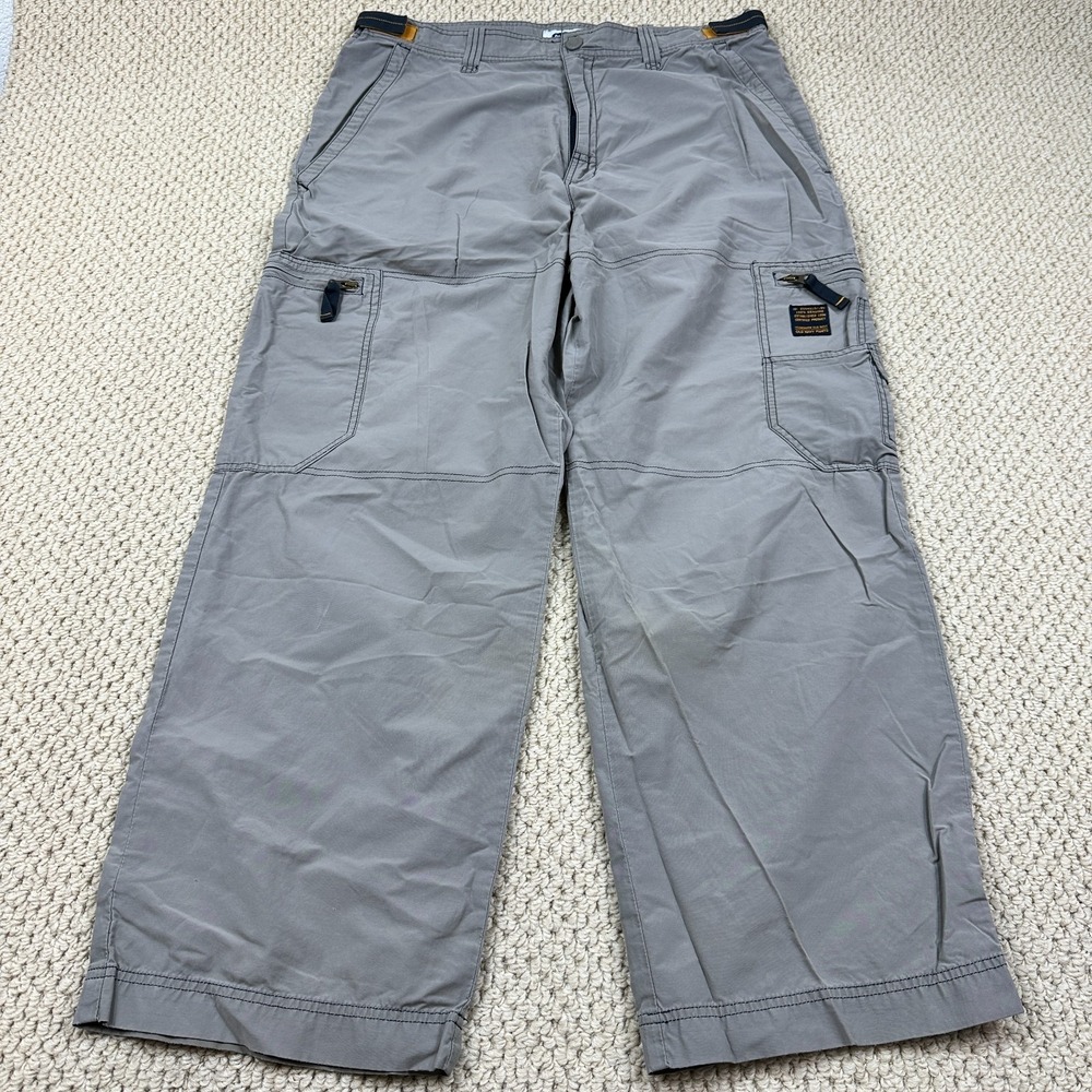 Vtg Old Navy Cargo Pants Fits Men 36x30 Gray Wide Leg Utility Baggy Military Y2K